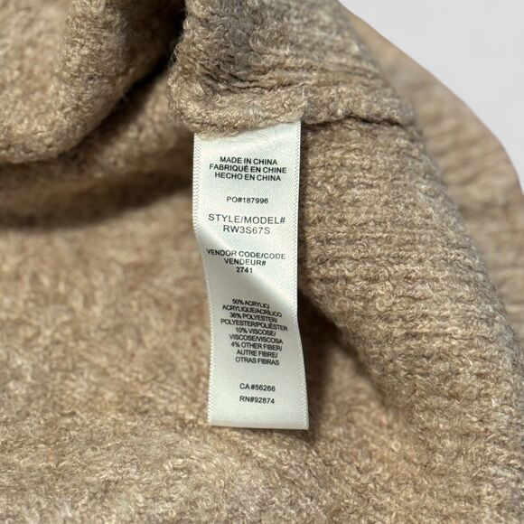 NWT Stellae Dux V-Neck Sweater Cable-Knit Long Sleeve Drop Shoulder Tan Size XL - Picture 9 of 9